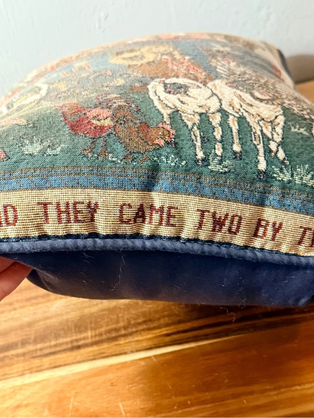 Vintage Noah's Ark Tapestry Pillow with Animals - Multicolor